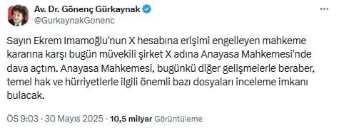 X'in avukatından AYM'ye Ekrem İmamoğlu başvurusu
