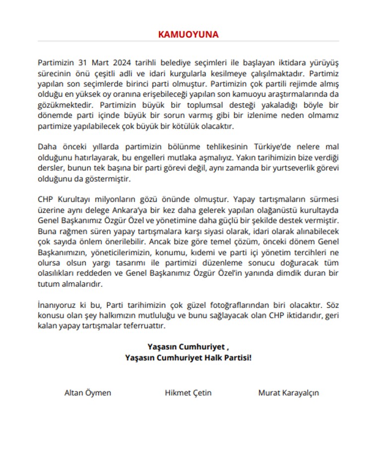 CHP'nin 3 eski Genel Başkanı'ndan Özel'e destek - Resim : 1