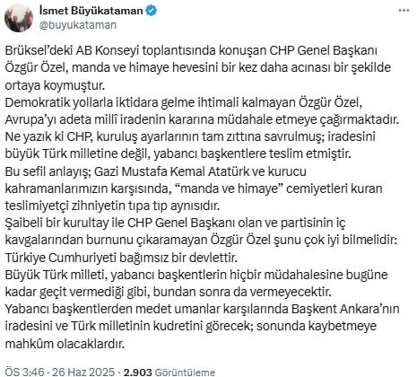 MHP'li isimden Özgür Özel'e tepki