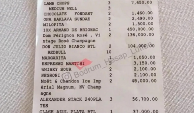 Bodrum'da milyonluk adisyon gündem oldu: Servis ücreti bile 111 bin lira