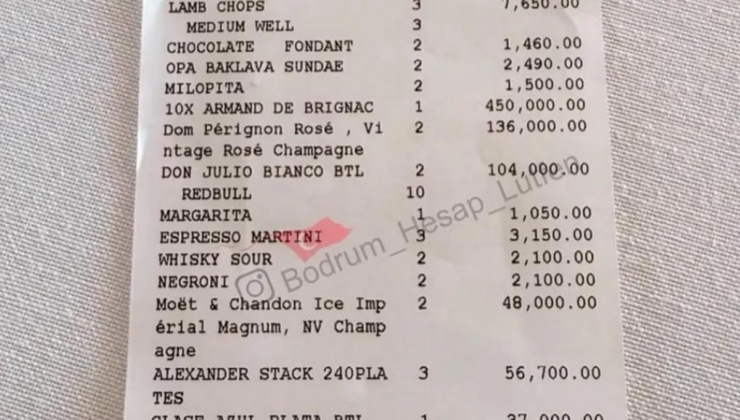Bodrum'da milyonluk adisyon gündem oldu: Servis ücreti bile 111 bin lira