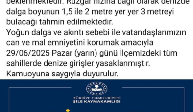 O ilçede denize girmek yasaklandı