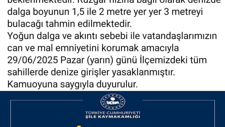 O ilçede denize girmek yasaklandı
