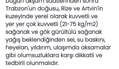 Doğu Karadeniz için sağanak uyarısı!