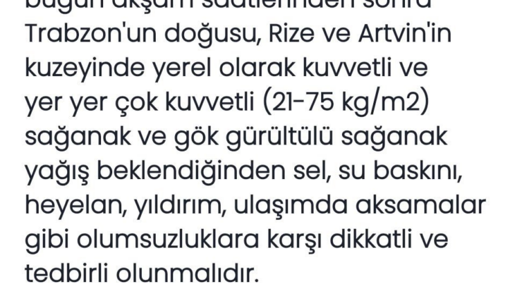 Doğu Karadeniz için sağanak uyarısı!