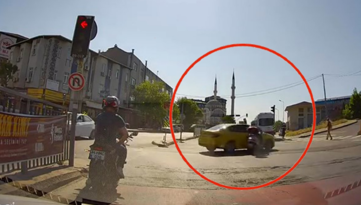 İstanbul'da taksi ile motosiklet çarpıştı