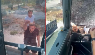 Aydın'da turist dolu otobüse taşlı saldırı: Dehşet anları kamerada