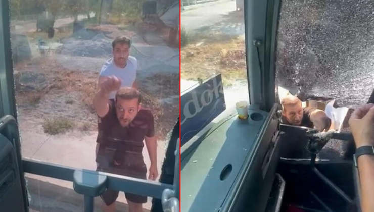 Aydın'da turist dolu otobüse taşlı saldırı: Dehşet anları kamerada