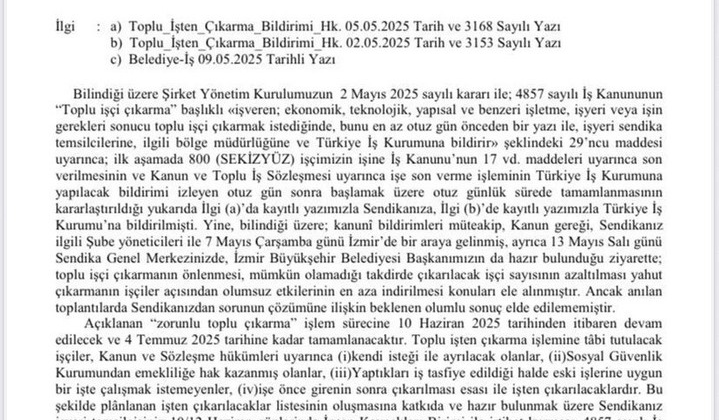 İzmir'de grev sonrası yeni gündem! Belediye 800 işçiyi işten çıkaracak