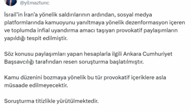 Bakan Tunç: 'İsrail-İran' saldırılarıyla ilgili provokatif paylaşımlara soruşturma başlatıldı