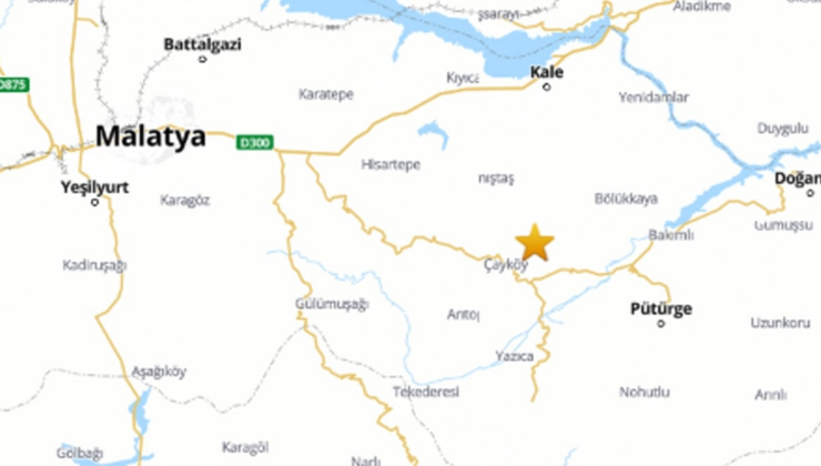 Malatya'da 3.9 büyüklüğünde deprem