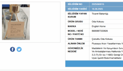 English Home'da satılan bir oda kokusu toplatılıyor