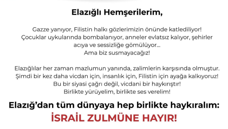 CHP Elazığ, İsrail’in saldırılarını protesto edecek