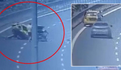 Dehşet anı kamerada! Takside otururken ölüme savruldu!