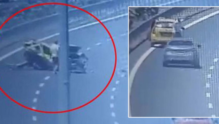 Dehşet anı kamerada! Takside otururken ölüme savruldu!