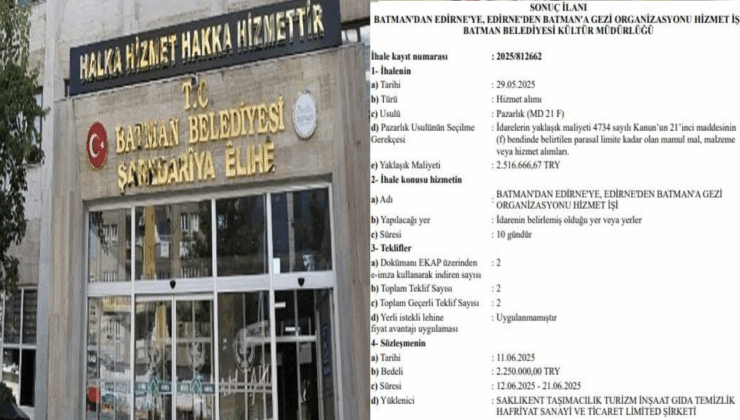 Kayyumdan ‘gezi’ ihalesi… Batman’dan Edirne’ye, 2 milyonluk yolculuk!