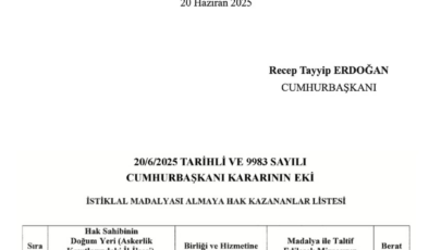 6 kahraman tespit edildi, Erdoğan imzaladı: 6 kişiye İstiklal Madalyası