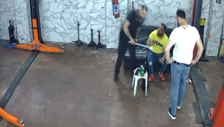 Oto tamircide levye ile dövüldü