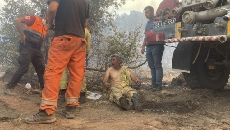 Eskişehir'de yangından kurtarılan işçinin görüntüleri: Abi, her tarafıma su dökün!