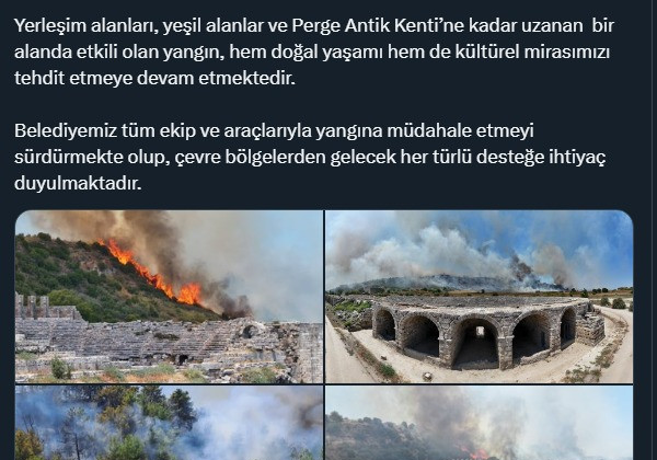 Antalya'da yangın: Alevler Perge Antik Kenti'ne sıçramadan söndürüldü