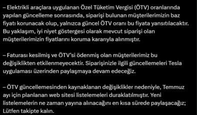 Tesla Türkiye'de satışları durdurdu! Sipariş veren de ÖTV zammından etkilenecek