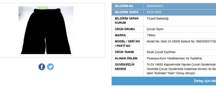 Bakanlık duyurdu: Bir çocuk giyim ürününün satışı yasaklandı