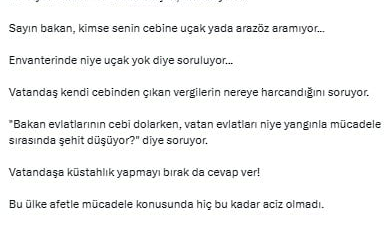 Yangınlarla ilgili açıklamaları tepki çeken bakana yanıt: 'Vatandaşa küstahlık yapmayı bırak da cevap ver'