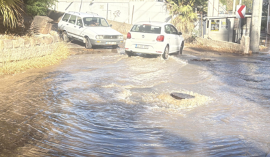 Bodrum’da su isale hattı patladı: Tonlarca su boşa aktı