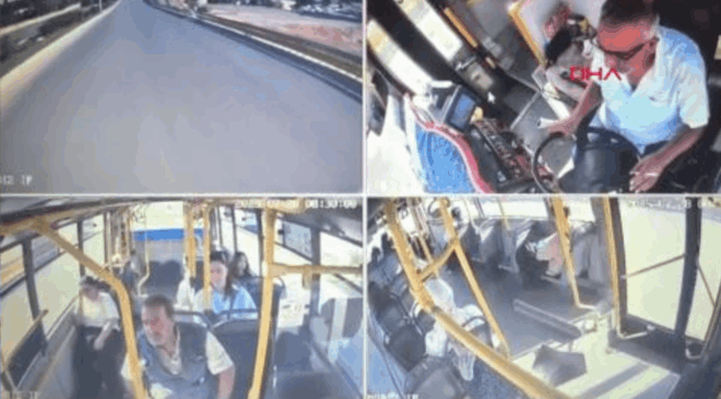 Direksiyon başında ölüm: otobüsteki yolcu faciayı önledi