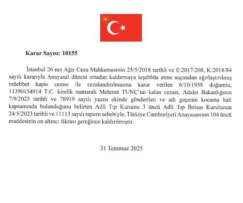 Resmi Gazete yayınlandı: 9 hükümlünün cezası kaldırıldı