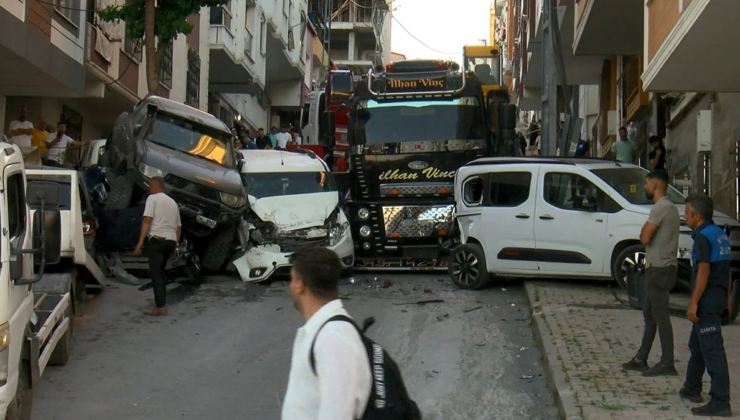 İstanbul'da kontrolden çıkan vinç 23 aracı biçti