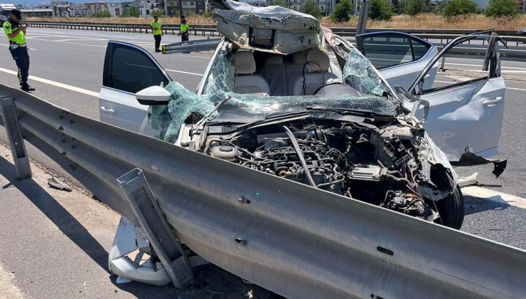 Kuzey Marmara Otoyolu'nda bariyerlere çarptı: 4 kişi yaralandı