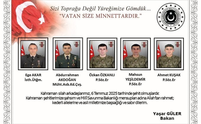 Son dakika… MSB acı haberi duyurdu: Metan gazından 5 asker şehit oldu!
