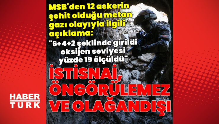 MSB'den 12 askerin şehit olduğu metan gazı olayıyla ilgili açıklama: İstisnai, öngörülemez ve olağan dışı bir durum