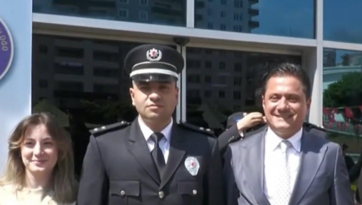 Emniyetin töreni mi AKP’nin töreni mi? İlçe başkanı polise rütbe taktı!