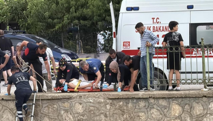 Kediye yardım etmek isteyen kadın, kanala düştü