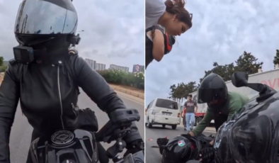 Motosiklet kullanan sürücü kırmızı ışıkta bekleyen minibüse çarptı