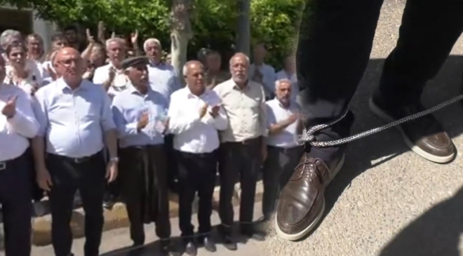 CHP'li Tanal Adıyaman halkıyla ayaklarına kelepçe bağladı: 'Tutdere’nin evde ne işi var?'