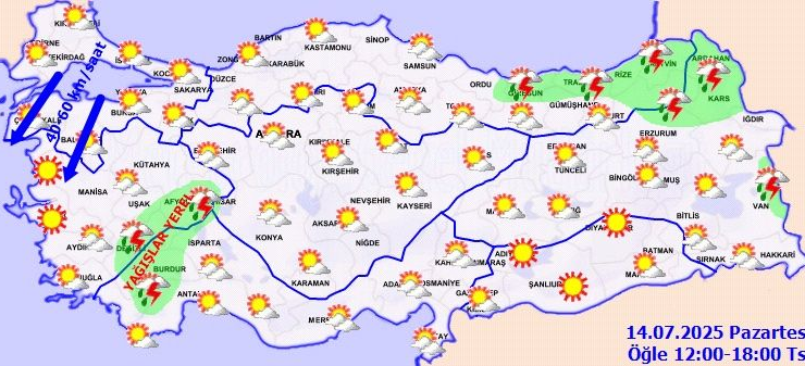 3 bölge için sağanak yağmur uyarısı, 2 bölgede fırtına var