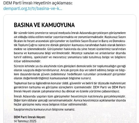 Sosyal medyayı karıştıran Öcalan kayıtlarına yalanlama! DEM Parti İmralı Heyeti: Yalnızca bizim açıklamalarımız geçerlidir.
