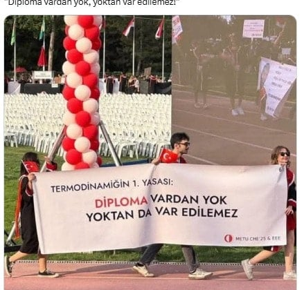 ODTÜ mezuniyeti gündem olmuştu! İmamoğlu favori pankartını açıkladı
