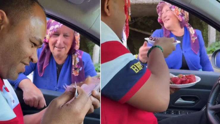 Arap turist önce bir tomar para çıkardı, sonra Karadenizli esnafla dalga geçtiği anları paylaştı