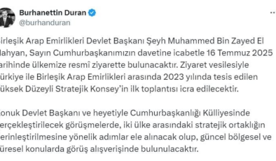 BAE lideri El Nahyan, Türkiye'ye geliyor