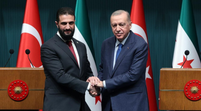 Erdoğan ve Şaraa İsrail'in saldırıları konuştu
