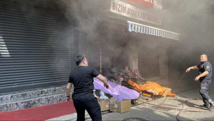 Aydın’da ayakkabı dükkanı alev alev yandı