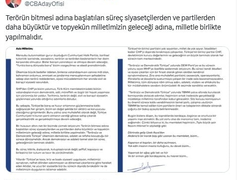 İmamoğlu'ndan kritik Terörsüz Türkiye açıklaması! MHP ve DEM'e çağrı yaptı