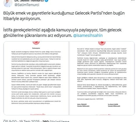 Gelecek Partisi'nde istifa krizi! İki vekil birden ayrıldı