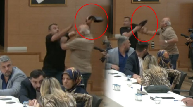 Şile Belediye seçiminde kavga çıktı, ayakkabı havada uçuştu