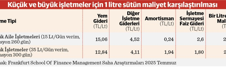 Küçük işletmenin üretim maliyeti 1,68 TL daha fazla