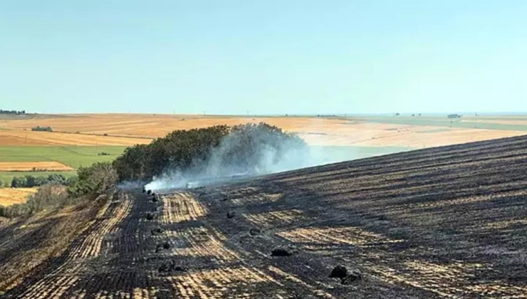 Tekirdağ Malkara’da anız yangını: 500 dönüm buğday tarlası kül oldu